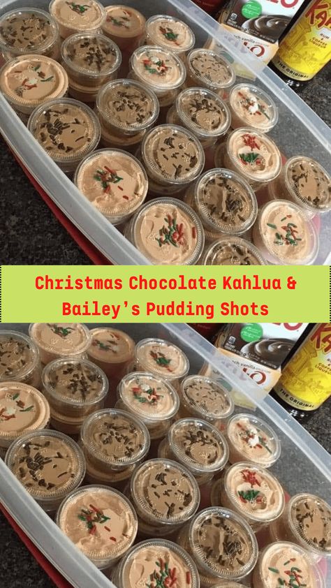 Christmas Kahlua And Baileys Pudding Shots, Baileys Kaluha Pudding Shots, Kahlua Baileys Pudding Shots, Khalua Baileys Pudding Shots, Kailua And Baileys Pudding Shots, Christmas Chocolate Kahlua & Bailey’s Pudding Shots, Chocolate Kahlua Pudding Shots, Baileys Jello Shots Recipes, Christmas Chocolate Kahlua Pudding Shots