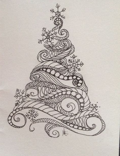 A Zentangle Christmas tree - one of several I drew.2015 | Christmas tree drawing, Tree doodle, Christmas sketch Christmas Dangle Art, Christmas Zentangle Cards, Winter Zentangle Ideas, Zentangle Christmas Art, Doodle Christmas Tree, Zentangle Christmas Cards Ideas, Christmas Zentangle Ideas, Zen Tangle Christmas, Zentangle Christmas Tree