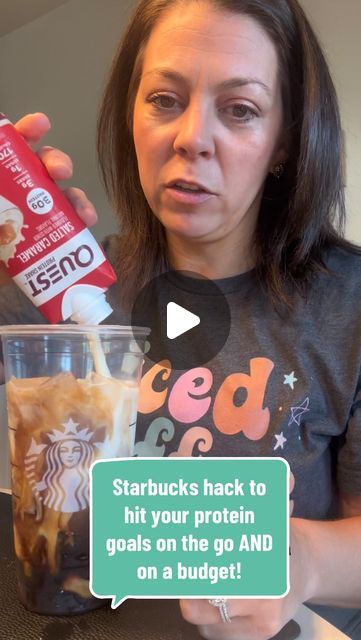 Elizabeth Ergle Rinder on Instagram: "Starbucks hack to hit your protein goals on the go AND on a budget!

1. Order a double shot of espresso on ice but in a venti cup!
2. Order a protein milk
3. Combine and enjoy!

BONUS: This can also be done on the app!
#starbuckshack #proteingoals 
 #coffee #protein #quest #icedespresso #icedcoffee #espresso #starbucks #questproteinshake 
#proffee #calories #healthy #proteinhack" Starbucks Premier Protein Drink, Starbucks With Premier Protein, Premier Protein Cold Brew Coffee, Proffee Protein Coffee Recipes, Starbucks Protein, Proffee Protein Coffee, Quest Protein, Starbucks Hacks, Protein Coffee