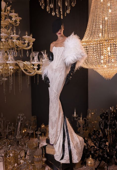 Kim Kassas Couture Bridal Fall 2023 [PHOTOS] – WWD Corset Pencil Dress, Kim Kassas Couture, Kim Kassas, Mon Cheri Bridal, Dress Paris, Dress With Corset, City Of Lights, Winter Bride, Couture Bridal