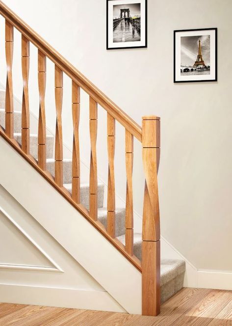 Noyeks - Stair Parts https://noyeks.ie/stair-parts/  stair parts, spindles, caps, newels, rails Wooden Stair Handrail Design, Stair Baluster Ideas Wood, Wooden Railing Design, Wood Railing Design, Wooden Railing, Unique Stair Railing Ideas, Wooden Railings For Stairs, Wood Stair Handrail, Staircase Glass Design