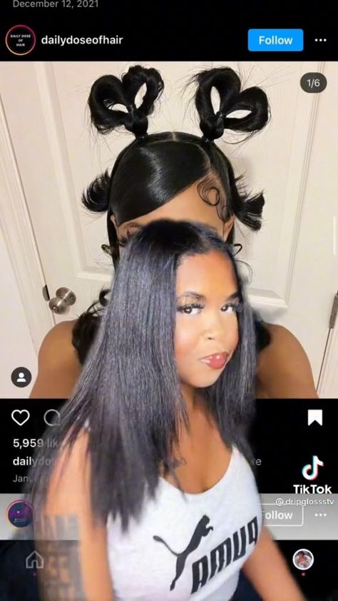 Hair Baddie Hairstyles, Hairstyle Straight Hair, Heart Hairstyle, Hair Baddie, Black Hair Curls, Silk Press Hair, Hair Black Hair, Silk Press Natural Hair, Natural Hair Bun Styles