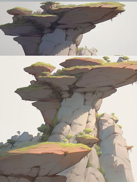 Alien Terrain, Floating Rocks, Prop Concept, Landscape Reference, Props Concept, Floating Island, Tree Photography, 3d Object, Environment Concept Art