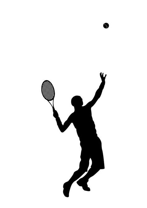 Tennis Silhouette - 17 Wall Decal Sport Silhouette, Tennis Silhouette, Sports Clipart, Tennis Design, Wallpaper Tile, Tennis Art, Sports Wall Decals, Clay Wall Art, Sports Wall