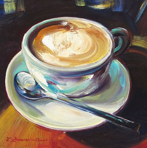 Whole Latte Love by Caroline Zimmermann Coffee Art Painting, Coffee Artwork, Coffee Cup Art, Karakter Disney, Coffee Painting, Food Painting, Oil Pastel Art, Cup Art, 수채화 그림