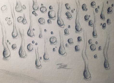 Rain Drops Drawing Pencil, Rain Drop Sketch, Rain Drops Tattoo, Rain Drops Drawing, Raindrop Drawing, Rain Sketch, Art Challenge Ideas, Drawing Rain, Rain Drawing