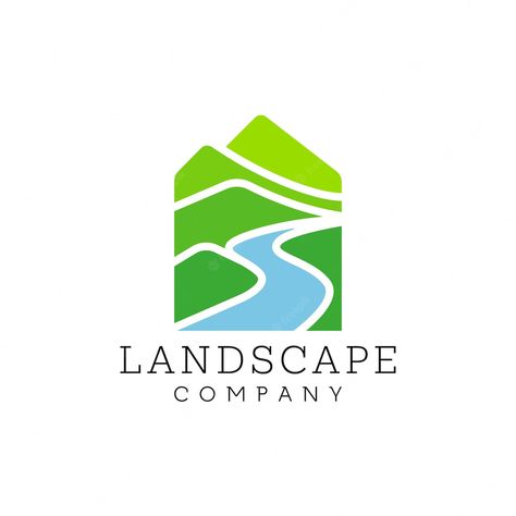 Landscape Logo Design, Path Logo, Cafe Logos, Blue Sparrow, Landscaping Logo, Landscape Logo, Logo Garden, Hill Logo, Natural Landscaping