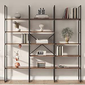 Large Bookshelf, Geometric Bookcase, Display Shelving, Book Shelves, Book Case, Rustic Brown, Shelving Unit, Metal Frame, Bookcase