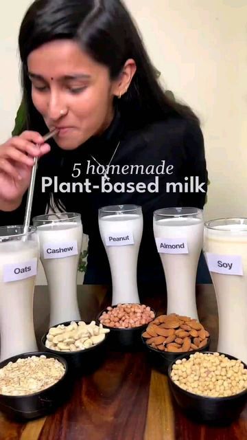 @yesitisthequeen on Instagram: "😉 Reposted from @araujocesar Make SUPER-EASY milk at home These are gut friendly options to make smoothies! 🥛 Cashew/almond milk🥛 💪🏼 Cashew/almonds - 1 cup 💪🏼 Water - 3 cups 💪🏼 Soak nuts overnight 💪🏼 Blend and strain it 🥛Peanut milk🥛 💪🏼 Peanuts - 1 cup 💪🏼 Water - 2 cups 💪🏼 Soak peanut overnight 💪🏼 Blend and strain it 💪🏼 You may see it sediment - this is natural just stir 🥛Soy milk🥛 💪🏼 Soybeans - 1 cup 💪🏼 Water - 2.5 cups 💪🏼 Soak over Soft Drinks Recipes, Make Smoothies, Healthy Juice Drinks, Refreshing Drinks Recipes, Healthy Drinks Smoothies, Indian Cooking Recipes, Tasty Recipes Videos, Quick Recipes Snacks, Healthy Juice Recipes