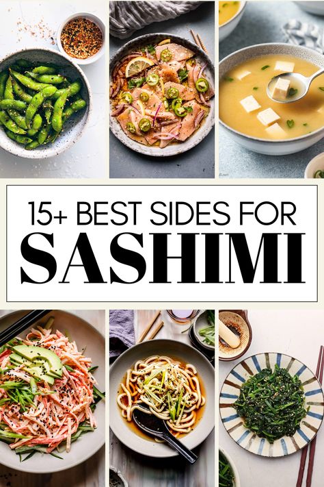 Wondering what to serve with sashimi? Looking for some tasty sushi dinner ideas? There are so many great options! From miso soup, to veggie tempura, and more! Here are 15+ of the BEST sashimi side dishes. Sushi Dinner Ideas, Chardonnay Food Pairing, Salmon Sides, Veggie Tempura, Sashimi Recipe, Japanese Appetizers, Sushi Dinner, Rose Recipes, Sous Vide Recipes