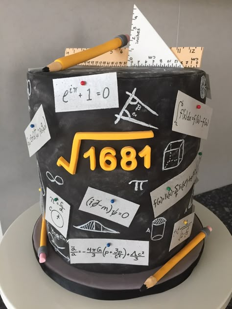 Math Teacher Birthday Cake, Math Cakes Design, Maths Birthday Cakes, Math Themed Cake, Math Birthday Cakes, Teacher Cakes Ideas, Math Themed Party, Math Cake Ideas Birthday, Maths Cake Design