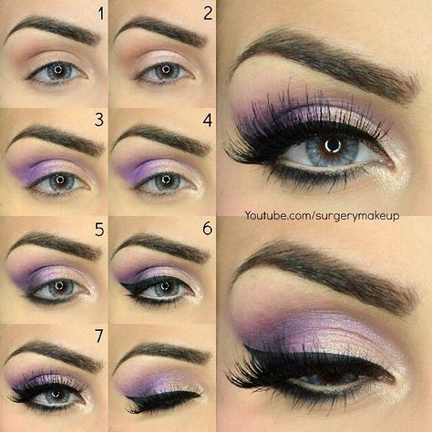 Hooded Eye Purple Eyeshadow, Hint Of Purple Eye Makeup, Purple Makeup Looks For Hooded Eyes, Purple Makeup Looks Hooded Eyes, Purple Eyeshadow Looks For Hooded Eyes, Purple Makeup Hooded Eyes, Purple Eyeshadow Looks Step By Step, Light Purple Eye Makeup, Purple Wedding Makeup