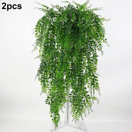 "Features: *100% brand new and high quality *Made of high quality material, durable and practical to use *Artificial green plant, do not need to trim and watering for maintenance. *You can hang it on the wall, hallway and anywhere you want to create a refreshing feeling. *Vivid color and nice design, you will like it very much. *Well crafted, foldable, easy for storage. Specifications: *Material: Plastic *Length:82cm/32.66\" (Approx.) *Color: Green (As Pictures Show) Package Contents: 2* Artific Wedding Wall Hanging, Indoor Vines, Potted Ferns, Hanging Rattan, Artificial Hanging Plants, Fake Plants Decor, Wall Hanging Basket, Hanging Flower Baskets, Hanging Plants Indoor