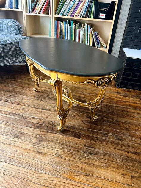 Easy Coffee Table Makeover + DIY Tips and Ideas Gold Painted Coffee Table, Diy Gold Coffee Table, Upcycled Coffee Table Ideas, Coffee Table Makeover Diy, Victorian Coffee Table, Easy Coffee Table, Living Small Space, Art Deco Paint, Gold Leaf Decor