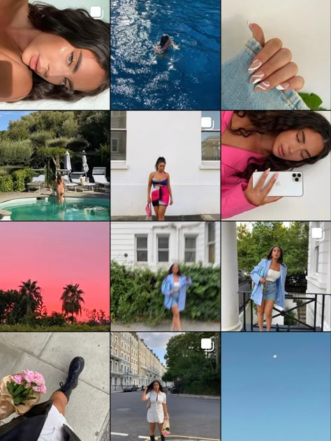 Instagram Photo Feed Ideas, Summer Feed Aesthetic, It Girl Instagram Feed, That Girl Instagram Feed, Model Instagram Feed, Instagram Inspo Aesthetic Feed, Instagram Inspo Feed, Inspo Instagram Feed, Aesthetic Feed Instagram