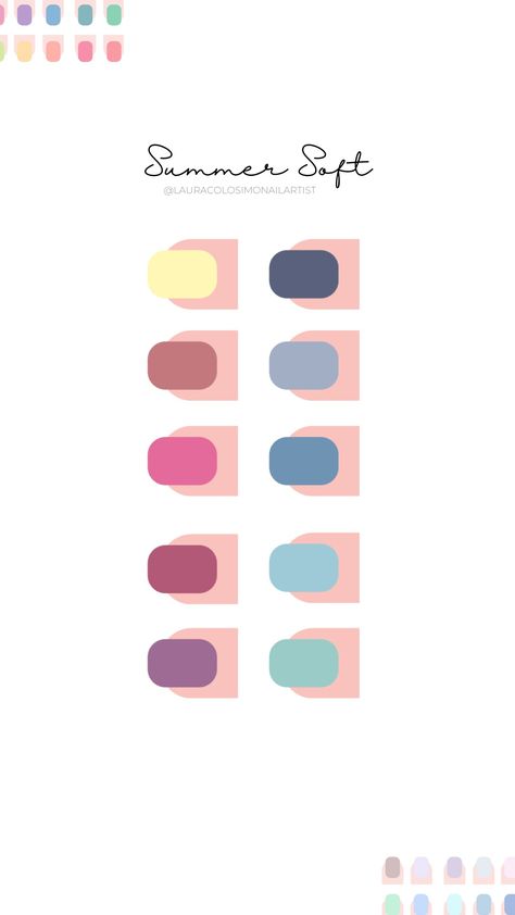 Colour Analysis Wheel, Soft Summer Nails Colour, Soft Summer Color Palette Nails, Summer Color Palette Nails, Soft Summer Nail Polish Colors, Soft Summer Nail Colors, Soft Summer Nails, Palette Nails, Soft Summer Fashion