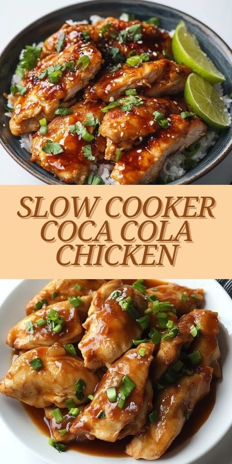 Diet Coke Chicken Slow Cooker, Coca Cola Chicken Crockpot, Cola Bbq Sauce, Rice Buns, Coke Recipes, Coca Cola Chicken, Cola Chicken, Shredded Chicken Recipes, Favorite Recipes Dinner