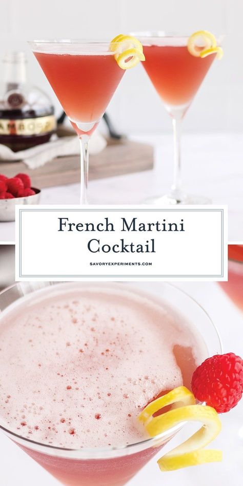 Summer Cocktails Martini With Pineapple Juice, Best Martini Recipe, Flirtini Martini, Fun Martini Recipes, Summer Martini Recipes, French Martini Recipe, Raspberry Liquor, Raspberry Martini Recipe, Pineapple Martini