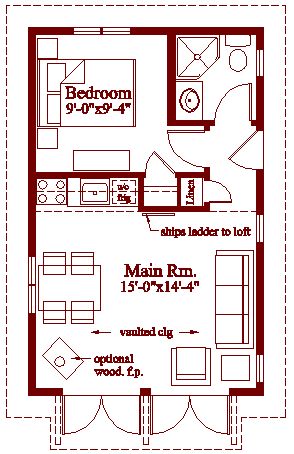 After a good deal of research, I settled on a set of plans called the “Weekend Warrior” by Robinson Residential. Using those plans as a guide, I expanded the footprint of the cottage by three feet and added a full second floor sleeping loft. We poured a 16ft x 28ft concrete slab as the foundation for our little building. That was a 448 sq. ft. footprint Family Compound, Living Simply, Cabin Floor, Cabin Floor Plans, Guest Houses, Tiny House Floor Plans, Cottage Plan, Tiny Spaces, Small Cabin