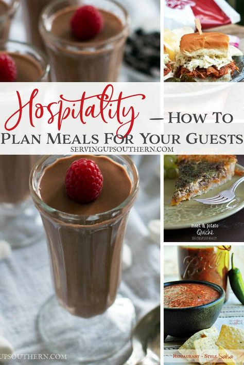 Hospitality - How to Plan Meals For Your Guests - See how to go about making your guests feel right at home as you serve them supper, breakfast, or snacks. How To Plan Meals, Restaurant Style Salsa, Cooking Advice, Serving Others, Food Displays, Cheap Eats, How To Go, Household Tips, Food Hacks