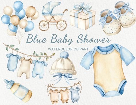 Sweet Party Decorations, Newborn Illustration, Newborn Announcement, Baby Shower Art, Baby Shower Clipart, Baby Printables, Baby Shower Crafts, Sweet Party, Blue Baby Shower