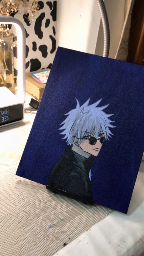 Gojo satoru canvas painting Gojo Canvas Painting, Jujutsu Kaisen Painting, Anime Canvas Painting, Painting Easy, Cute Canvas Paintings, Cute Canvas, Small Canvas Art, Anime Canvas, Gojo Satoru