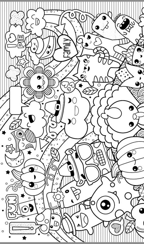 Horizontal Coloring Pages, Free Kawaii Coloring Pages, Doodle Art Drawing Coloring Pages, Bold And Easy Coloring Page, Printable Doodles, Summer Coloring Pages, Adult Coloring Designs, Cartoon Coloring, Doodle Coloring