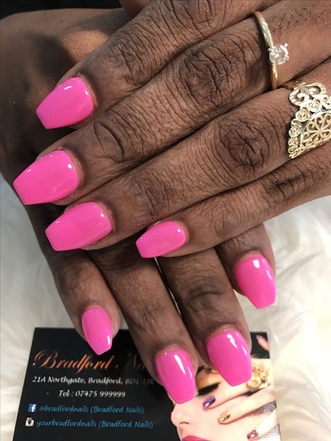 Pinkoholic 💖 Pink nails in coffin short shape My new colour in Gelish spring collection 😍 Colour In, Acrylics Nails, Neon Black, 38th Birthday, Short Acrylics, Short Nail, Pink Acrylics, Gel Nail Designs, Short Acrylic Nails