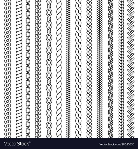 Strings Drawing, Braid Tattoo, Knit Illustration, Knit Drawing, Thread Illustration, Textile Drawing, Braids Pattern, Braid Drawing, Knitting Drawing