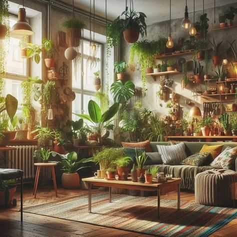 Biophilic Design: Bringing Nature into Urban Living Rooms | by Ar. Surabhi Kumari | Aug, 2024 | Medium Modern Boho Bedroom Ideas, Urban Living Room, Green Bedroom Decor, Modern Boho Bedroom, Boho Bedroom Ideas, Biophilic Design, Indoor Gardens, Urban Setting, Vintage Eclectic