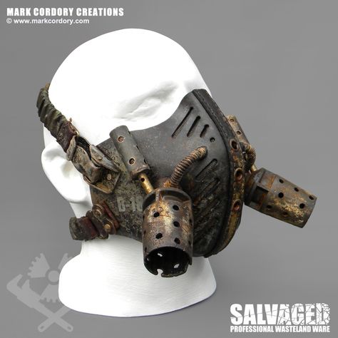 A moulded leather gas mask for the apocalypse. Commission enquiries welcome at: www.markcordory.com Medieval Gas Mask, Gas Mask Steampunk, Futuristic Gas Mask, Gas Mask Character, Cool Gas Mask, Apocalypse Gas Mask, Apocalypse Mask, Post Apocalyptic Mask, Gas Mask Design