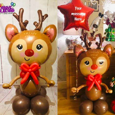 Reindeer Balloon, Paper Mache Balloon, Balloon Craft, Stuffed Balloons, Balloon Pillars, Balloon Christmas, Balloon Bouquet Diy, Christmas Balloon Decorations, Twisting Balloons