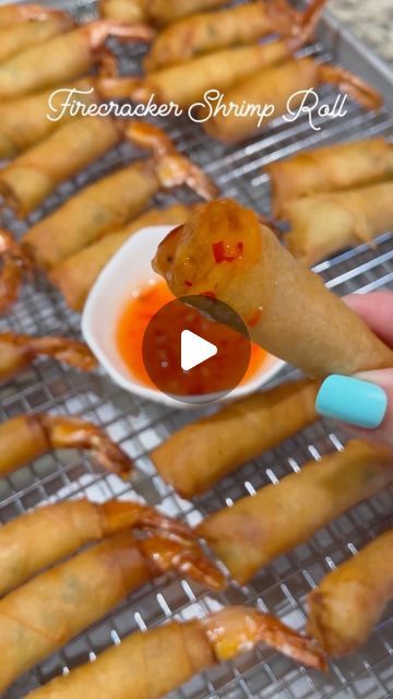 Wonton Shrimp Appetizers, Appetizer Potluck, Shrimp Rice Noodles, Jumbo Shrimp Recipes, Shrimp Egg Rolls, Shrimp Roll, Firecracker Shrimp, Shrimp Wraps, Shrimp Balls