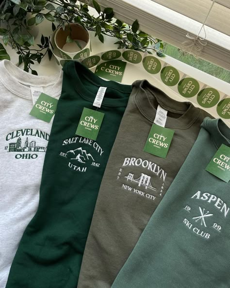 Green Shirt Design Ideas, Trendy Green Crew Sweatshirt, Casual Green Sweatshirt With Branding, Green Sweatshirt With Embroidered Logo For Streetwear, Green Crew Sweatshirt With Screen Print, Green Branded T-shirt For Streetwear, Camp Merch, Soho Club, Safari Shirt