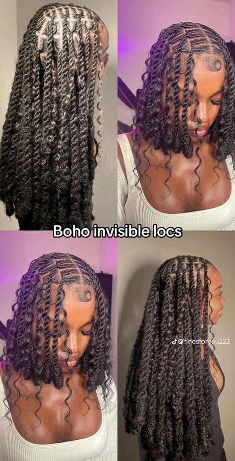 Invisible Boho Locs, Black Girls Hairstyles Passion Twist, Passion Twists With Jewels, Hairstyles For Black Women Butterfly Locs, Aesthetic Passion Twist, Boho Invisible Locs, Short Invisible Locs, Hairstyles For Black People, Invisible Locks