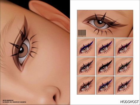 Download Eyeliner N340 for Sims 4 at ModsHost NOW! Female 10 Swatches 10 Custom thumbnails You can find it in the makeup category The colors and shapes of the content you download change depending on the eye mask you use, your skin color, and eye shape Recoloring not allowed #makeup #gaming #videogames #sims4cc #sims Sims 4 Eye Mask, Eyeliner Cc Sims 4, Sims 4 Eye Shadow, Sims 4 Makeup, Mod Makeup, Makeup Tumblr, Makeup Cc, Christmas Pajama Set, Cc Sims