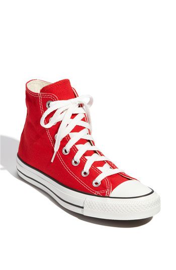 Converse Chuck Taylor® High Top Sneaker (Women) available at #Nordstrom Converse Rouge, Converse Wedding Shoes, Baskets Converse, Converse High Top, Red Converse, High Top Sneaker, School Looks, Converse Sneakers, Converse Chuck Taylor High