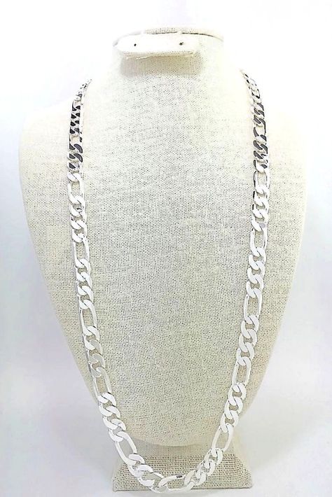 Mens hip hop 12mm Figaro 30" thick heavy chain 925 sterling silver  #Unbranded #FigaroChain Gold Chain Men, Modern Silver Jewelry, Mens Sterling Silver Necklace, Silver Chain For Men, Chain For Men, Jewelry Advice, Gold Chains For Men, Silver Jewelry Design, Gold Chain Jewelry