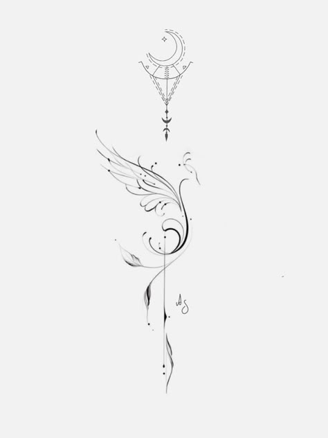 Ornamental Phoenix Tattoo, Phoenix Tattoo Design Feminine, Feniks Tattoo, Tato Phoenix, Phoenix Tattoo Feminine, Small Phoenix Tattoos, Phoenix Tattoos, Boho Tattoos, Phoenix Tattoo Design