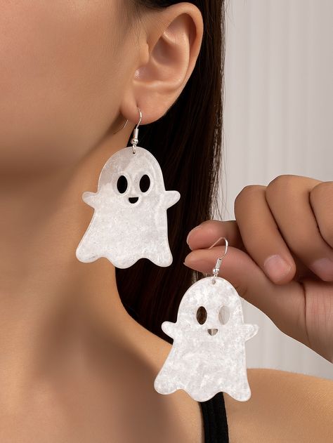 1pc Fashion Ghost Drop Earrings For Women For Daily DecorationI discovered amazing products on SHEIN.com, come check them out! Clay Halloween Earrings, Clay Halloween, Witch Earrings, Ghost Earrings, Pumpkin Earrings, Style Hip Hop, Halloween Earrings, Halloween Jewelry, White Earrings