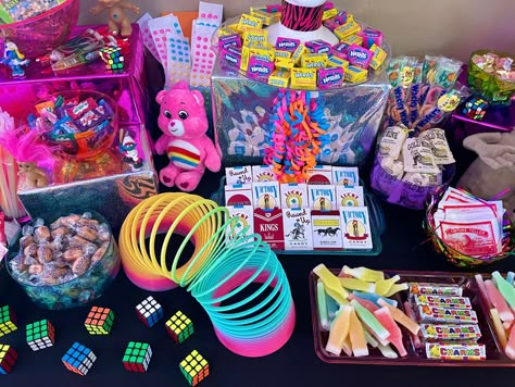 80s Candy Table Ideas, 80s 30th Birthday Party, 80s Theme Candy Table, 80s And 90s Birthday Party Ideas, 80s Candy Bar Ideas, 80s Party Candy Table, 90s Candy Table, 1980s Themed Birthday Party, 80s Theme 40th Birthday Party Decorations