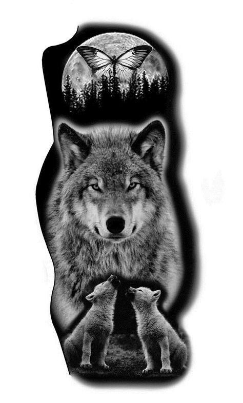 Wolf With Cubs Tattoo Design, Wolf Tattoo With Cubs, Mom Wolf And Cubs Tattoo, Wolf Family Tattoo Design, Mama Wolf Tattoo, Wolf And Pup Tattoo For Women, Wolf With Cubs Tattoo, Wolf And Pups Tattoo, Mama Wolf And Cubs Tattoo