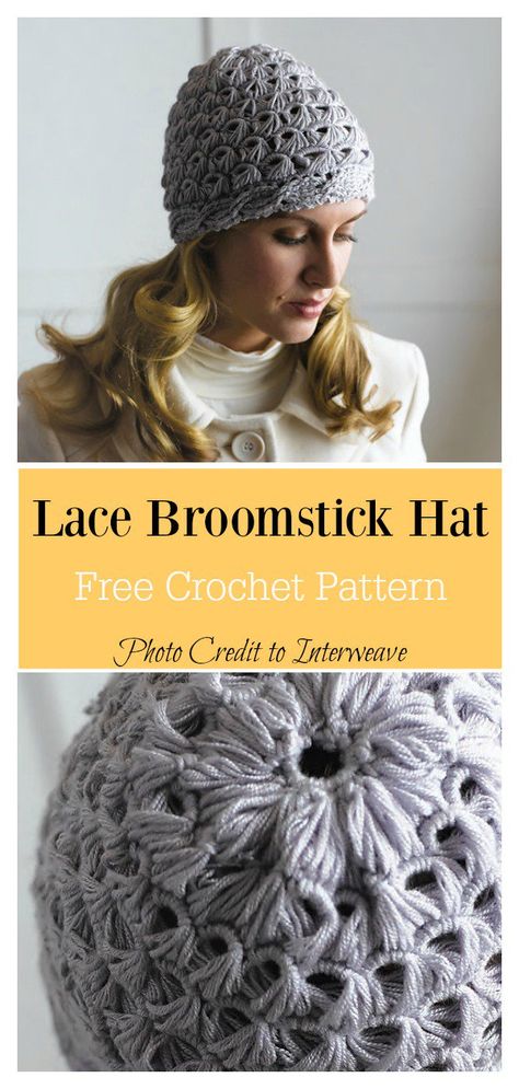 Broomstick Lace Hat Free Crochet Pattern #freecrochetpatterns #crochetbeanie #crochetlace Lace Crochet Hat Pattern Free, Crocheted Hat Patterns, Crochet Broomstick, Broomstick Crochet, Broomstick Lace Crochet, Hat Free Crochet Pattern, Hats Ideas, Broomstick Lace, Lace Hat