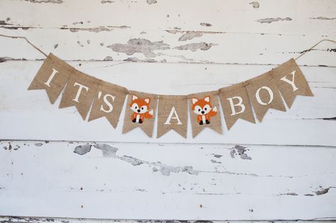 Woodland Baby Shower Decoration - Walmart.com - Walmart.com Fox Baby Shower Theme, Fox Baby Nursery, Baby Boy Banner, Fuchs Baby, Woodland Party Decorations, Gender Reveal Banner, Woodland Baby Shower Decorations, Fox Baby Shower, Its A Boy Banner