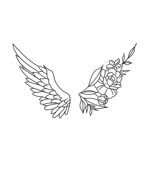 Wings Flowers Tattoo, Colour Tattoo, Cool Tattoo Drawings, Wings Tattoo, Small Tattoo Designs, Small Tattoo, Tattoo Drawings, Tattoo Design, I Tattoo