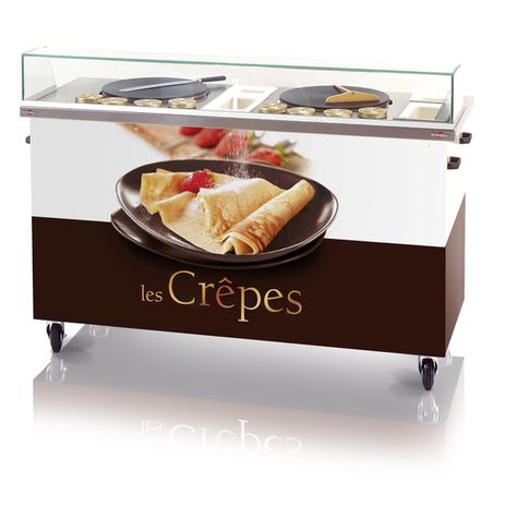 Crepe Cart - patio or park Crepe Shop Design, Crepes Restaurant Design, Crepe Packaging, Crepe Cart, Crepe Store, Crepe Station, Mobile Coffee Cart, Bike Food, Mobile Restaurant