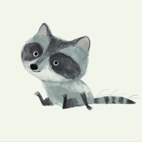 by Olga Demidova Raccoon Dog Drawing, Cartoon Raccoon Drawing, Olga Demidova, Racoon Illustration, Raccoon Illustration Character Design, Vintage Raccoon Illustration, Raccoon Illustration, Woodland Critters, Racoon