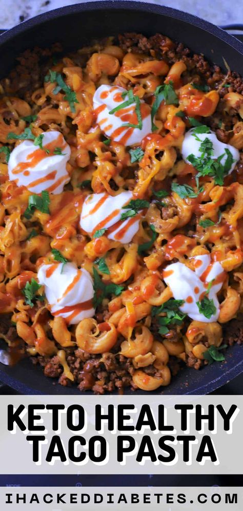 Healthy Taco Pasta (Keto) Keto Taco Pasta, Healthy Taco Pasta, Taco Pasta Recipes, Keto Pasta Recipe, Healthy Taco, Keto Pasta, Spicy Tacos, Low Carb Tacos, Taco Pasta