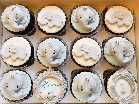 #cupcakes Baby Shower Cupcake Cake, Yummy Nummies, Elephant Birthday Party, Elephant Cupcakes, Cupcakes For Boys, Elephant Birthday, Baby Shower Cupcakes, Cupcake Cake, Cake Decor