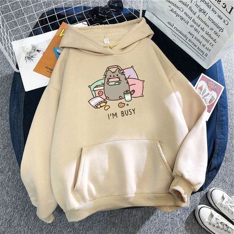 Kawaii Clothes Aesthetic, Womens Sweatshirts Fashion, Harajuku Sweatshirt, Kawaii Harajuku, Cartoon Sweatshirts, Women Sweaters Winter, Cute Hoodie, Cat Hoodie, Cartoon Outfits